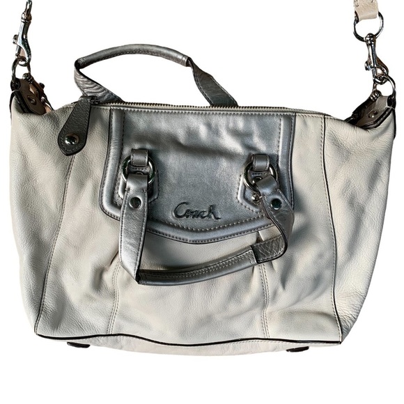 Coach Ashley Leather Handbag Silver Purse - Picture 1 of 7